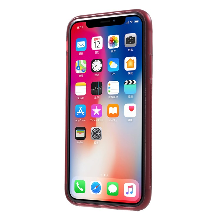 ROAR Aura Series TPU Case with PU Leather Kickstand for iPhone XS / X 5.8 inch - Red-2