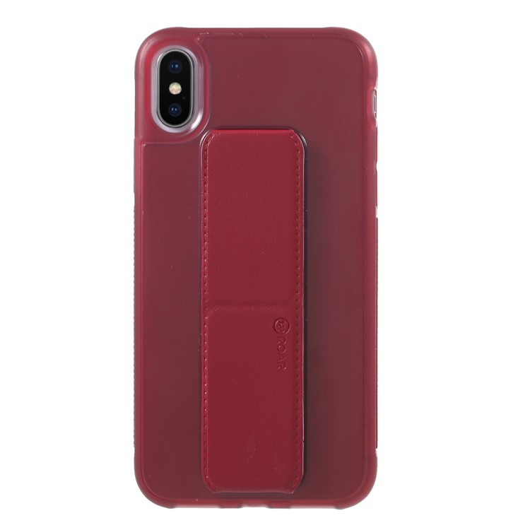 ROAR Aura Series TPU Case with PU Leather Kickstand for iPhone XS / X 5.8 inch - Red-3