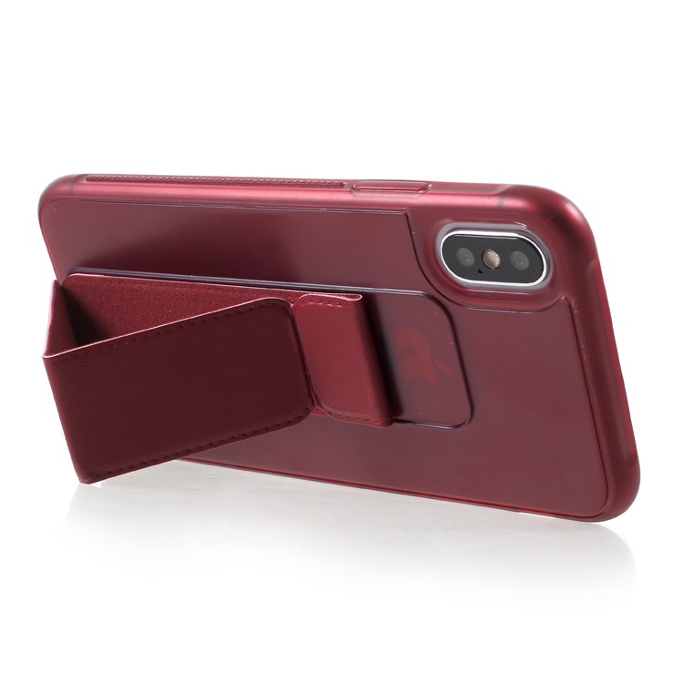 ROAR Aura Series TPU Case with PU Leather Kickstand for iPhone XS / X 5.8 inch - Red-5