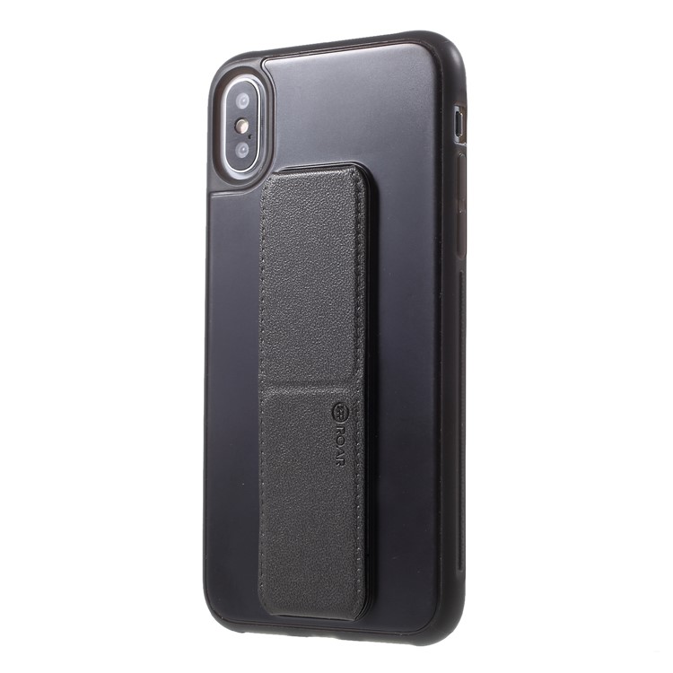 ROAR KOREA Cubierta De Aura Serie TPU Con Soporte De Cuero PU Para Iphone X - Negro-3