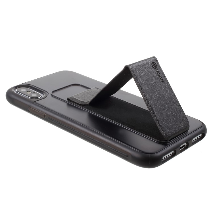 ROAR KOREA Cubierta De Aura Serie TPU Con Soporte De Cuero PU Para Iphone X - Negro-4