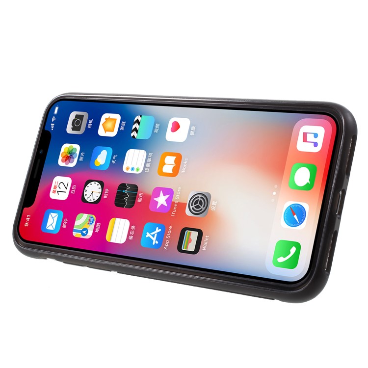 ROAR KOREA Cubierta De Aura Serie TPU Con Soporte De Cuero PU Para Iphone X - Negro-5