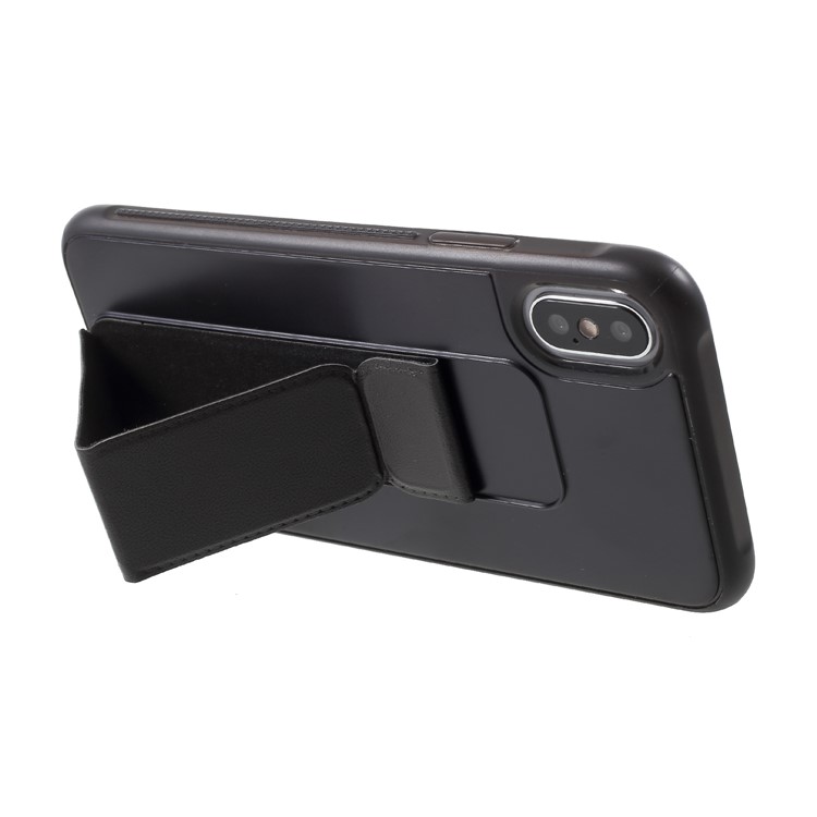 ROAR KOREA Cubierta De Aura Serie TPU Con Soporte De Cuero PU Para Iphone X - Negro-6