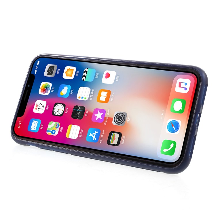 ROOR KOREA Shell Serie Aura TPU Con Soporte De Cuero PU Para Iphone X - Azul-4