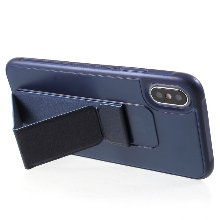 ROOR KOREA Shell Serie Aura TPU Con Soporte De Cuero PU Para Iphone X - Azul-5