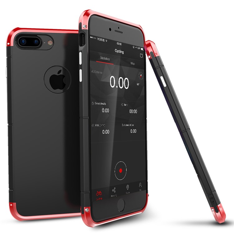 

Guardian Series Frame Metal Plastic Cover for iPhone 8 Plus / 7 Plus 5.5 inch - Black / Red