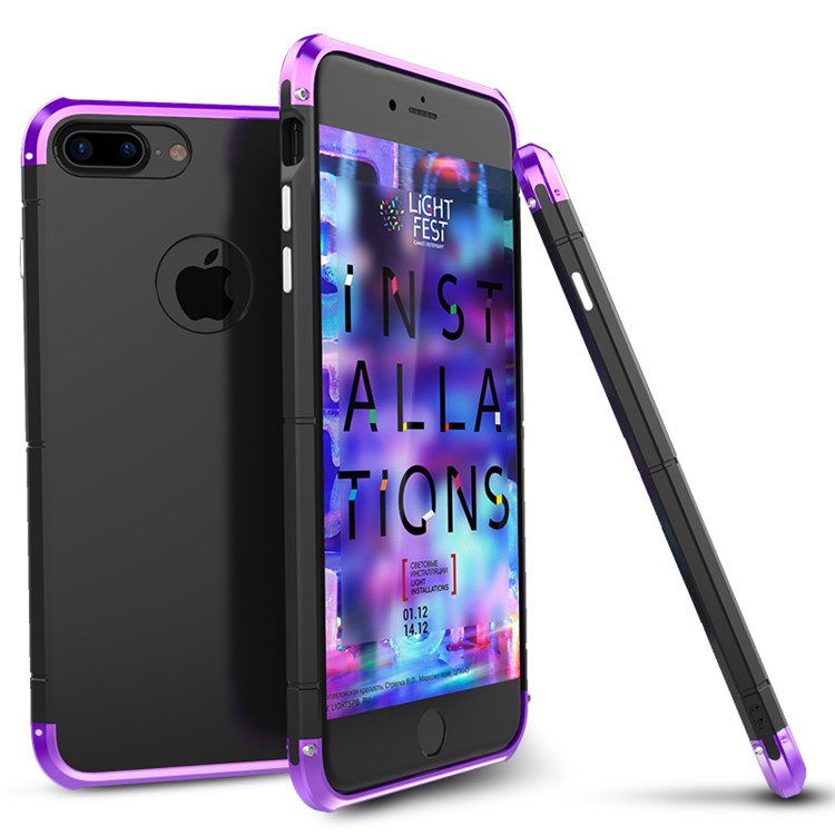 

Guardian Series Frame Metal Plastic Shell for iPhone 8 Plus / 7 Plus 5.5 inch - Black / Purple