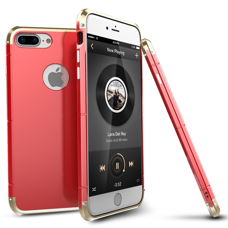 

Guardian Series Frame Metal Plastic Accessory Case for iPhone 8 Plus / 7 Plus 5.5 inch - Red / Gold