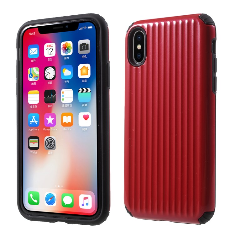 

Traveling Case Pattern Anti-drop PC + TPU Hybrid Protection Case for iPhone X - Red