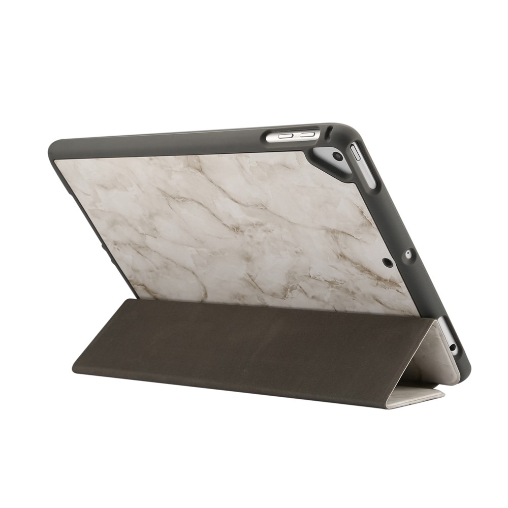 Marble Pattern Tri-fold Stand Smart Folio PU Leather Case with Pen Slot for iPad 9.7-inch (2018) / (2017) / (2016) / Air 2 / Air - Grey-5