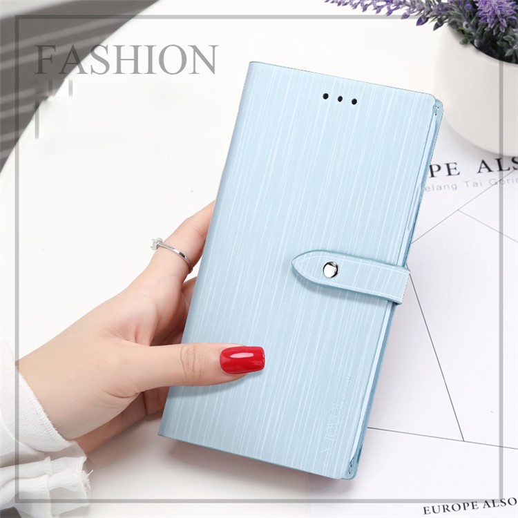 

X-LEVEL for iPhone 8 Plus / 7 Plus Vertical Stripes Wallet Stand Leather Mobile Shell Casing - Baby Blue
