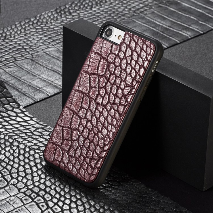 

WHATIF Crocodile Текстурированный Кожаный Защитный Чехол Для Iphone 8 / 7 4,7 Дюйма - Красное Вино