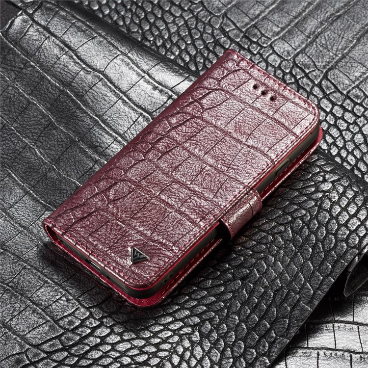 Tampa Destacável Do Telefone Da Carteira Do Couro Da Textura Do Crocodilo De WHATIF 2 In-1 Para O Iphone 8 / 7 4,7 Polegadas - Vinho Vermelho-2