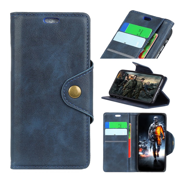 

PU Leather Cell Phone Cover with Stand for iPhone XR 6.1 inch - Dark Blue