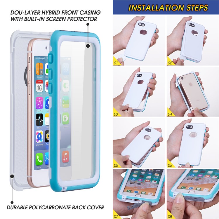 Staubdichter Snowproof 6M Imprägniern DoppelzweckHandyfall Für Iphone 8/7 4.7 Zoll - Weiß / Blau-3