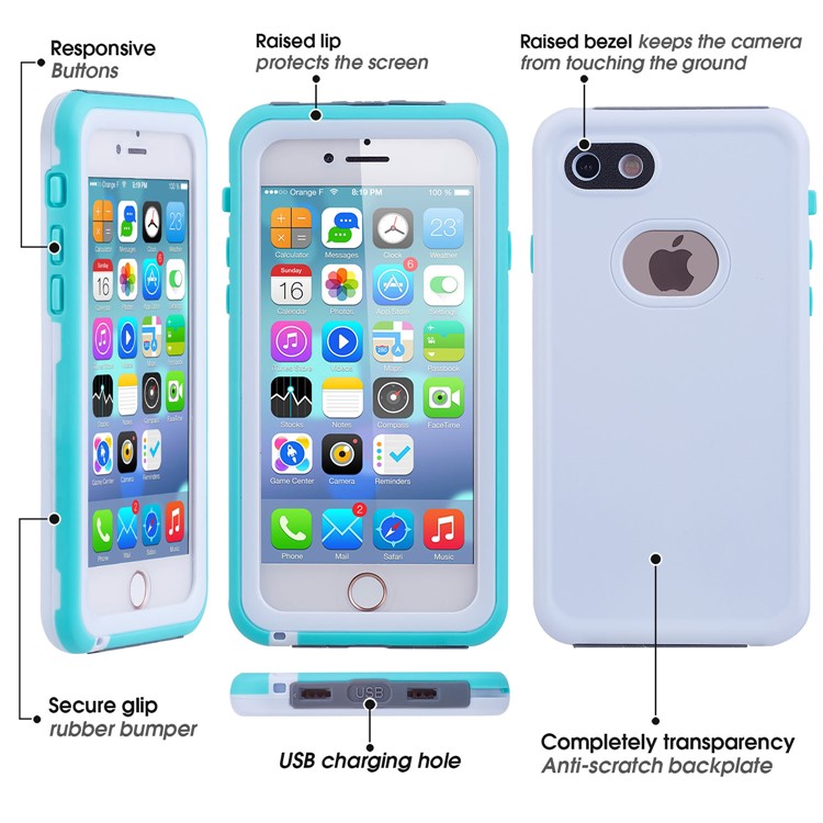 Staubdichter Snowproof 6M Imprägniern DoppelzweckHandyfall Für Iphone 8/7 4.7 Zoll - Weiß / Blau-4