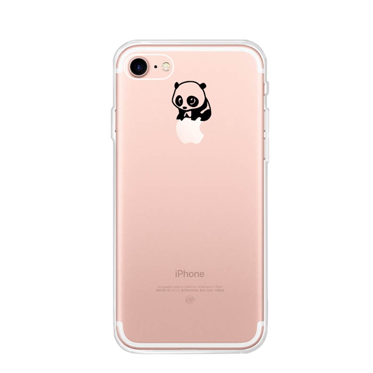 

For iPhone 7 4.7 inch Pattern Printing Soft TPU Back Phone Case - Panda Standing On The Apple