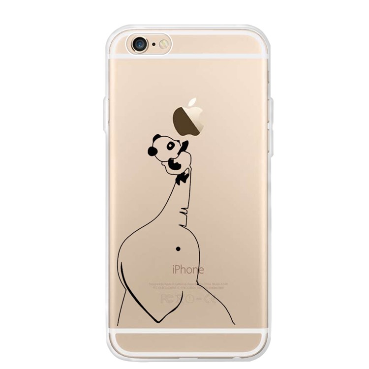 

Pattern Printing TPU Mobile Phone Cover for iPhone 6s Plus / 6 Plus 5.5 inch - Elephant Holding Panda