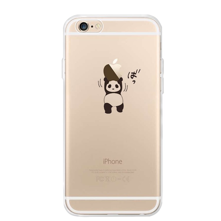 

Pattern Printing TPU Protection Mobile Casing for iPhone 6s Plus / 6 Plus 5.5 inch - Panda Hold Up An Apple, iPhone 6s Plus