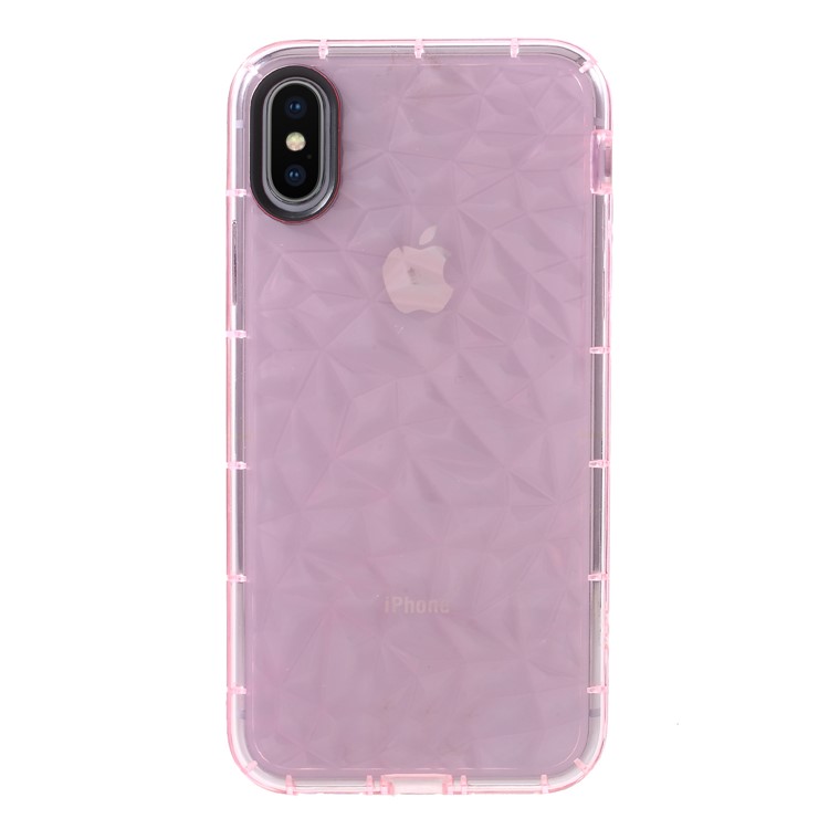

Для Iphone X 3D Бриллиантовая Текстура Внутренний Корпус Защитного Чехла TPU С Рамкой Для Камеры - Розовый
