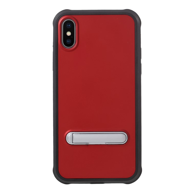 

Anti-drop PC + TPU Гибридная Крышка С Подставкой Для Iphone X - Красный