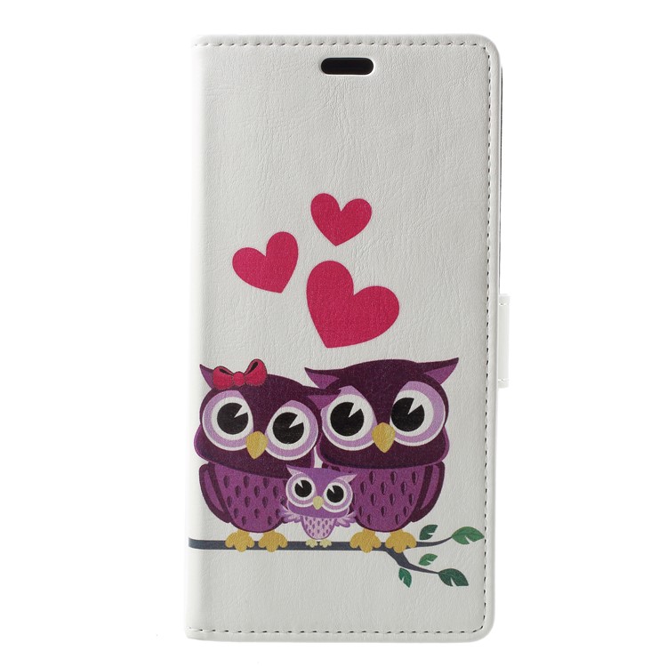 

Pattern Printing Stand Leather Wallet Mobile Phone Shell for iPhone XS Max 6.5 inch - Sweet Owl Family