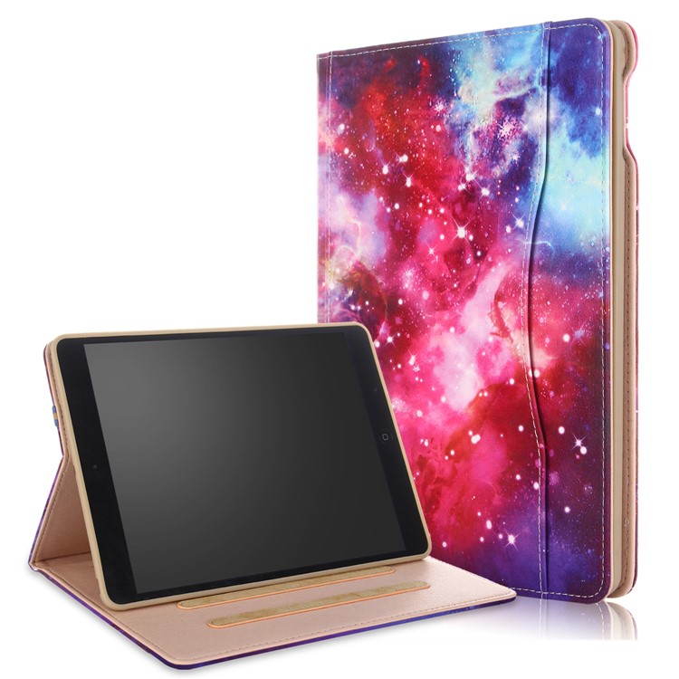 

Patterned Front Pocket PU Leather Stand Cover with Hand Strap for iPad 9.7-inch (2018)/9.7-inch (2017)/Air 2/Air - Galaxy, iPad 9.7 (2018)