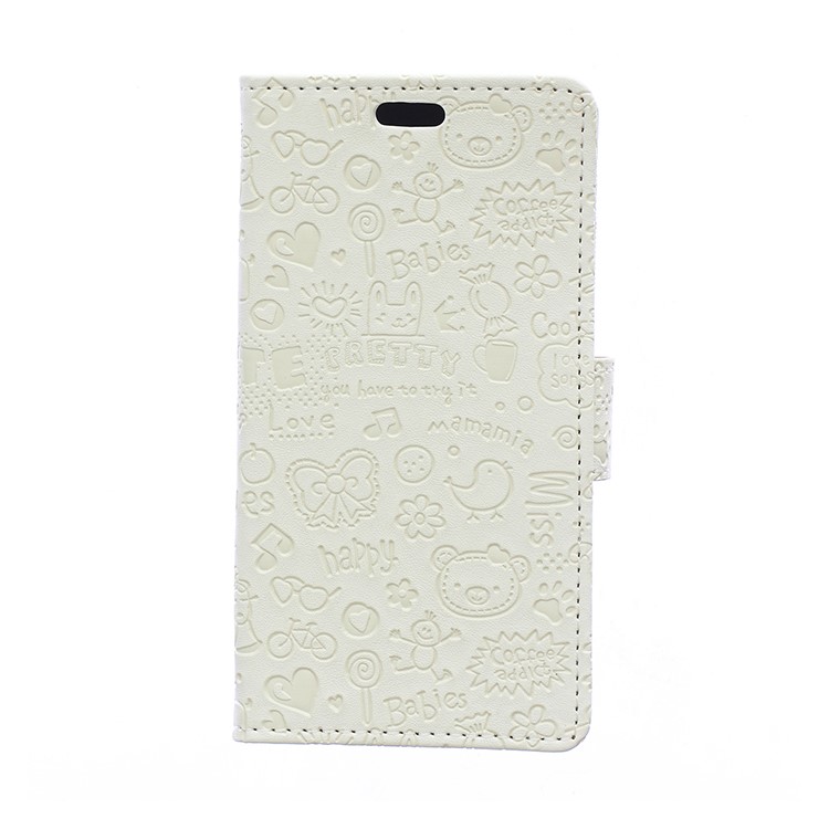 

Cartoon Graffiti Leather Wallet Mobile Phone Cover for iPhone XS Max 6.5 inch - White