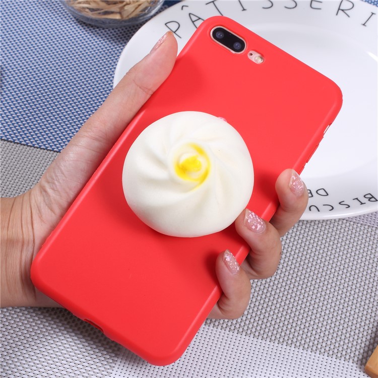 

3D Pinch Squishy Bun TPU Back Phone Case for iPhone 8 Plus / 7 Plus 5.5 inch - Red