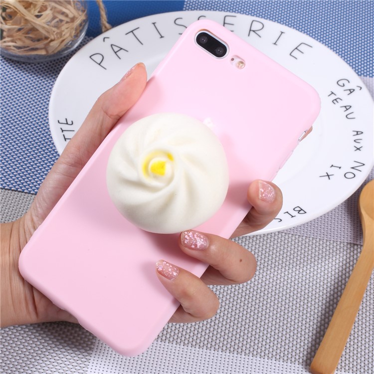 

3D Pinch Squishy Bun TPU Mobile Phone Shell for iPhone 8 Plus / 7 Plus 5.5 inch - Pink