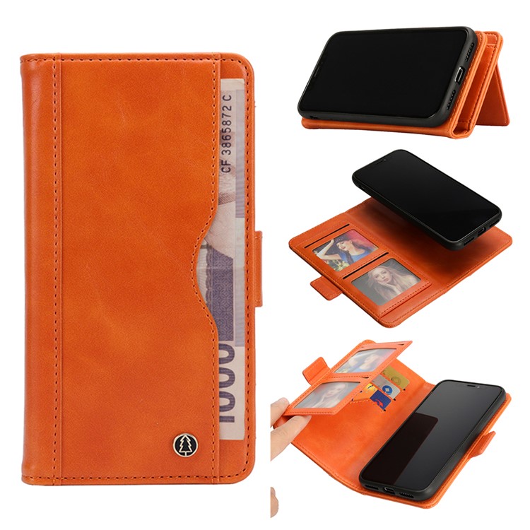 

Removable TPU Back Shell + Leather Wallet Shell for iPhone X 5.8 inch - Orange