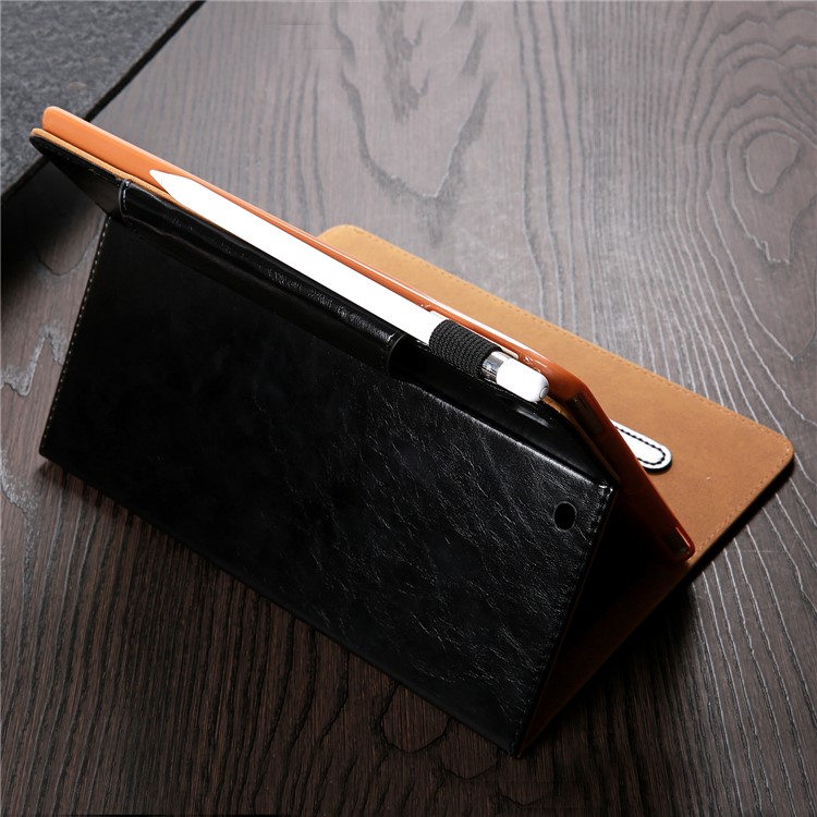 Crazy Horse Texture Stand Card Slots PU Leather Tablet Case for iPad 9.7-inch (2018) / 9.7-inch (2017) / Air / Air 2 - Black-16