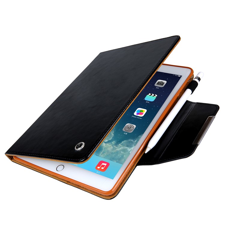 Crazy Horse Texture Stand Card Slots PU Leather Tablet Case for iPad 9.7-inch (2018) / 9.7-inch (2017) / Air / Air 2 - Black-8