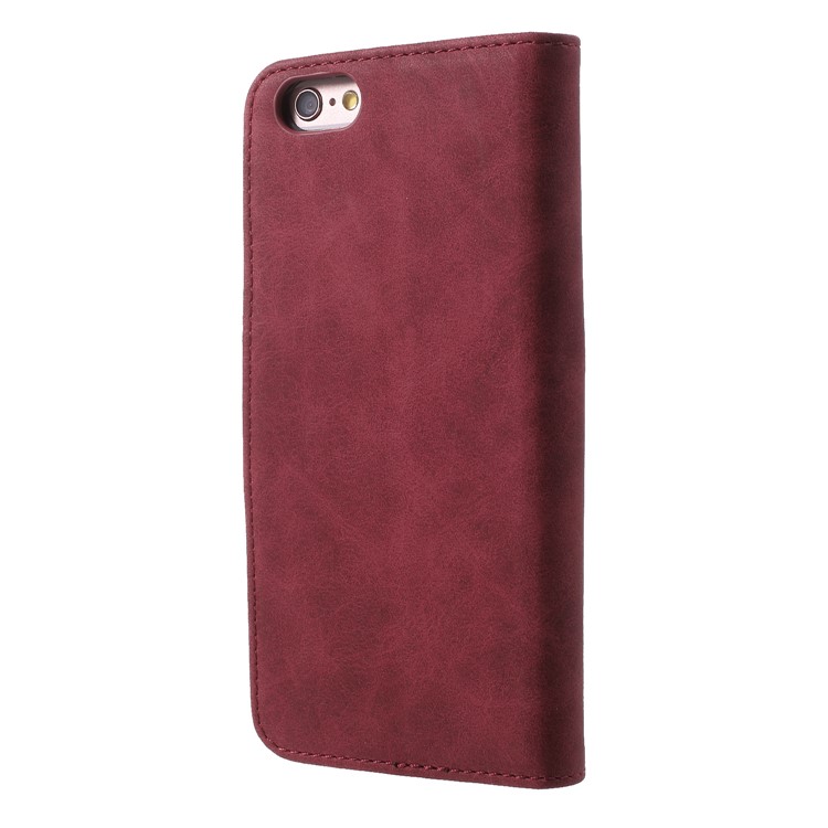 Textured PU Leather Wallet Stand Phone Case for iPhone 6s Plus / 6 Plus 5.5-inch - Red-2