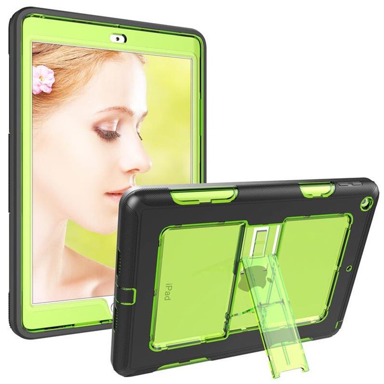 

3-Piece Clear PC and TPU Hybrid Protective Shell Case with Kickstand for iPad 9.7 (2018) / 9.7 (2017) - Green