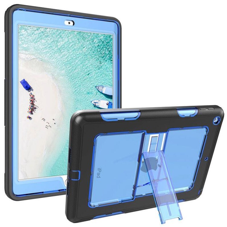 

3-Piece Clear PC and TPU Combo Tablet Cover with Kickstand for iPad 9.7 (2018) / 9.7 (2017) - Blue