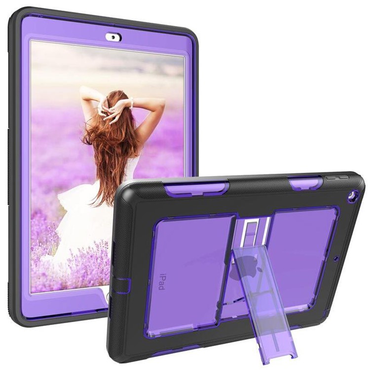 

3-Piece Clear PC and TPU Hybrid Protector Case Shell with Kickstand for iPad 9.7 (2018) / 9.7 (2017) - Purple