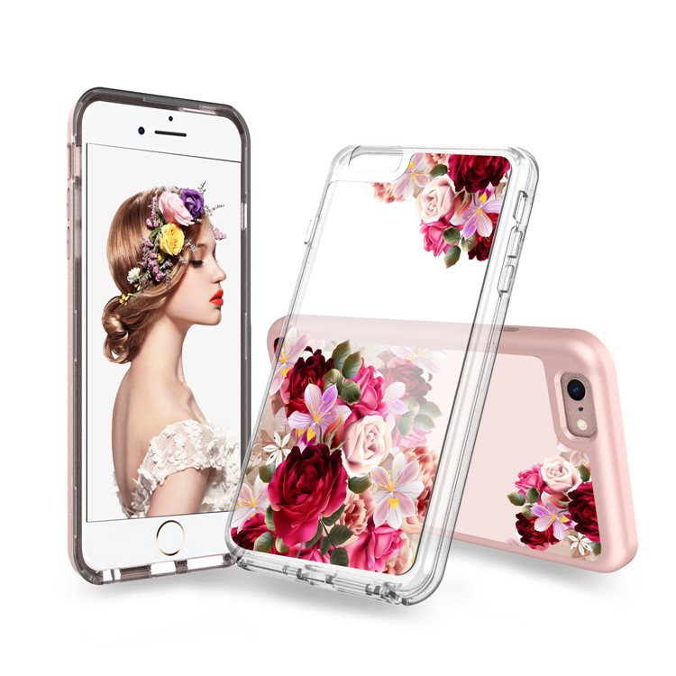 

Pattern Printing PC TPU Hybrid Phone Cover Shell for iPhone 6s / 6 4.7 inch - Blooming Flowers, iPhone 6s