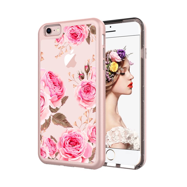 

Шаблон Печати PC TPU Комбинированный Чехол Для Iphone 6s Plus / 6 Плюс 5,5 Дюймов - Пион, iPhone 6s Plus 5.5-inch