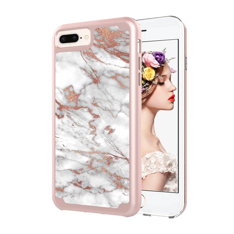 

Heavy Duty Pattern Printing PC + TPU Hybrid Cover for iPhone 8 Plus / 7 Plus 5.5 inch - Rose Gold Marble Pattern, iPhone 8 Plus 5.5 inch