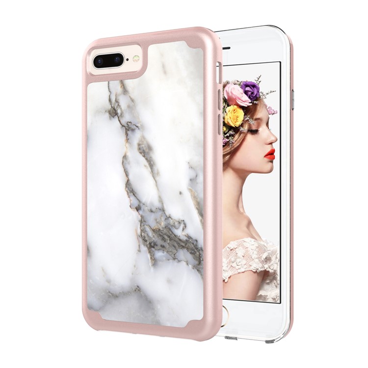 

Сверхмощная Модель Печати PC + TPU Гибридный Чехол Для Iphone 8 Plus / 7 Плюс 5,5 Дюймов - Серый Мраморный Узор, iPhone 8 Plus 5.5 inch