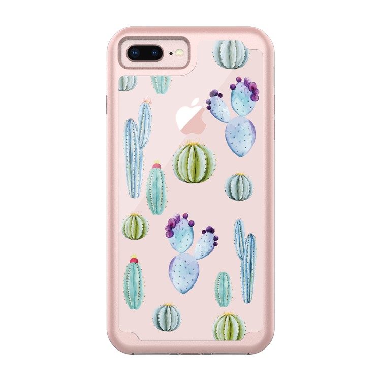 Heavy Duty Pattern Printing PC + TPU Hybrid Mobile Phone for iPhone 8 Plus / 7 Plus 5.5 inch - Blue Cactus-3