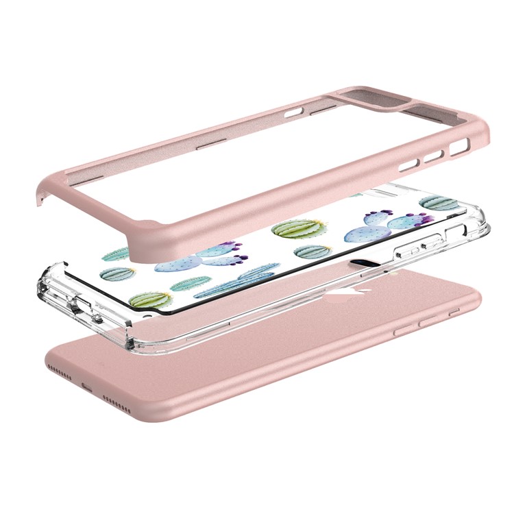 Heavy Duty Pattern Printing PC + TPU Hybrid Mobile Phone for iPhone 8 Plus / 7 Plus 5.5 inch - Blue Cactus-7