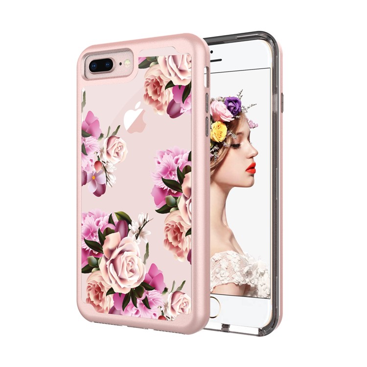 

Сверхмощная Модель Печати PC + TPU Комбо-гарнитура Для Iphone 8 Plus / 7 Плюс 5,5 Дюймов - Красивые Цветы, iPhone 8 Plus 5.5 inch