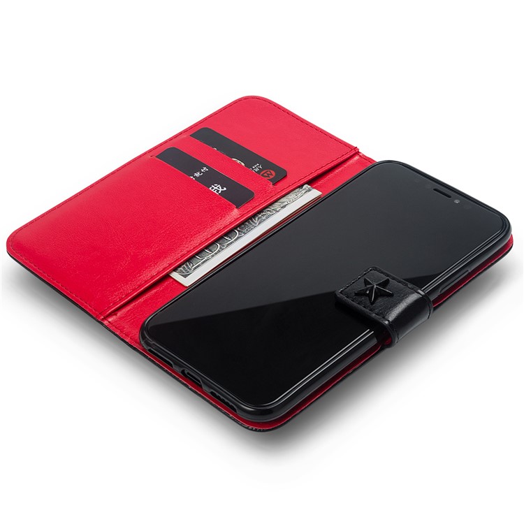 3D Metal Stars Decoration PU Leather Wallet Case for iPhone X - Black-3