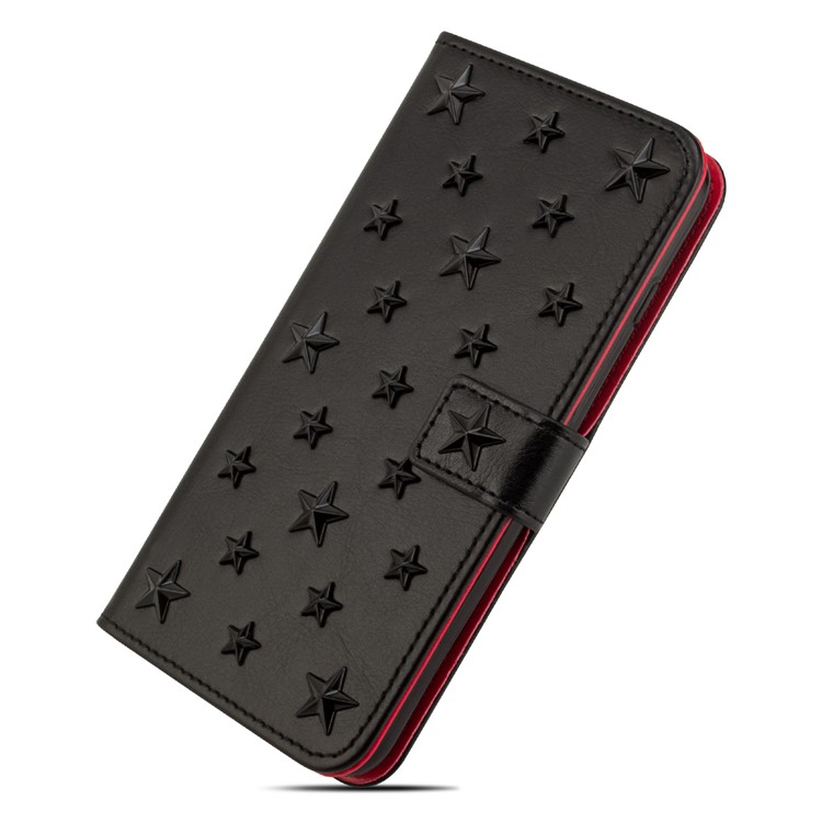 3D Metal Stars Decoration Wallet Leather Folio Flip Cover Case for iPhone 8 Plus/7 Plus 5.5 inch - Black-2