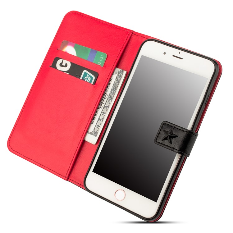 3D Metal Stars Decoration Wallet Leather Folio Flip Cover Case for iPhone 8 Plus/7 Plus 5.5 inch - Black-4