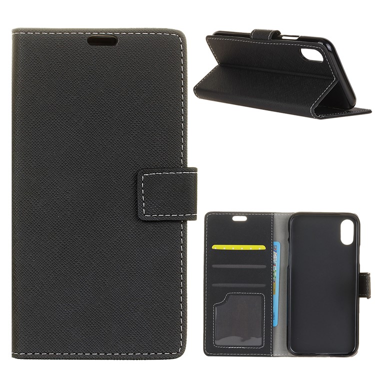 

Cross Pattern Leather Magnetic Wallet Phone Case for iPhone XR 6.1 inch - Black