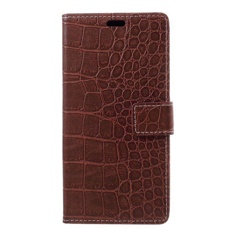

Vintage Crocodile Texture Wallet Leather Mobile Casing for iPhone XR 6.1-inch - Brown, iPhone XR