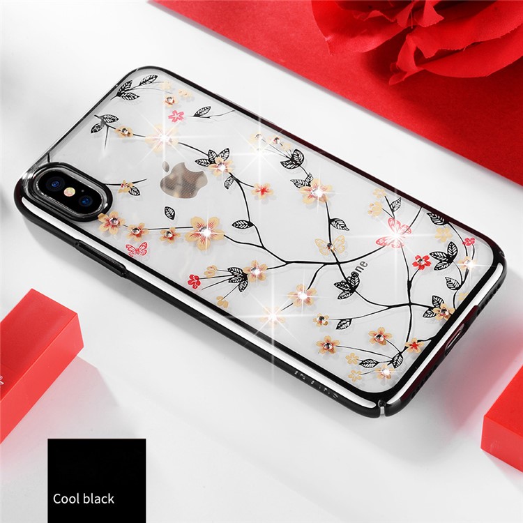 

SULADA Electroplating Rhinestone Decoration Patterned PC Phone Case for iPhone XS / X 5.8 inch - Black, iPhone Xs